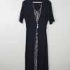 Vintage Navy Dress With Animal Print M/L