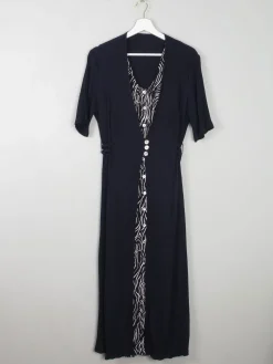 Vintage Navy Dress With Animal Print M/L