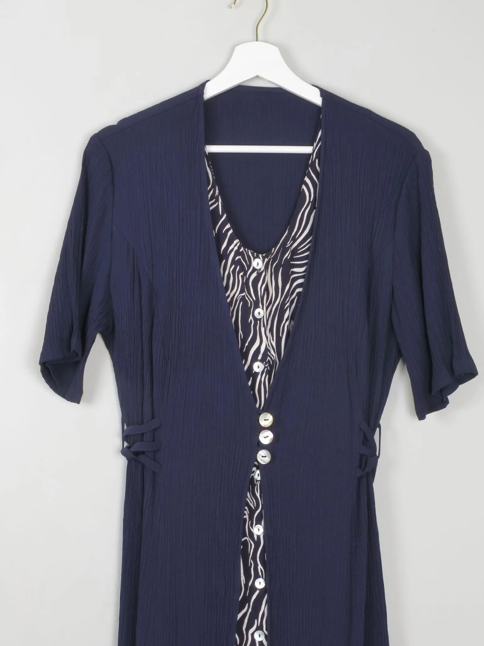 Vintage Navy Dress With Animal Print M/L