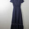 Vintage navy Polka Dot Maxi Dress S