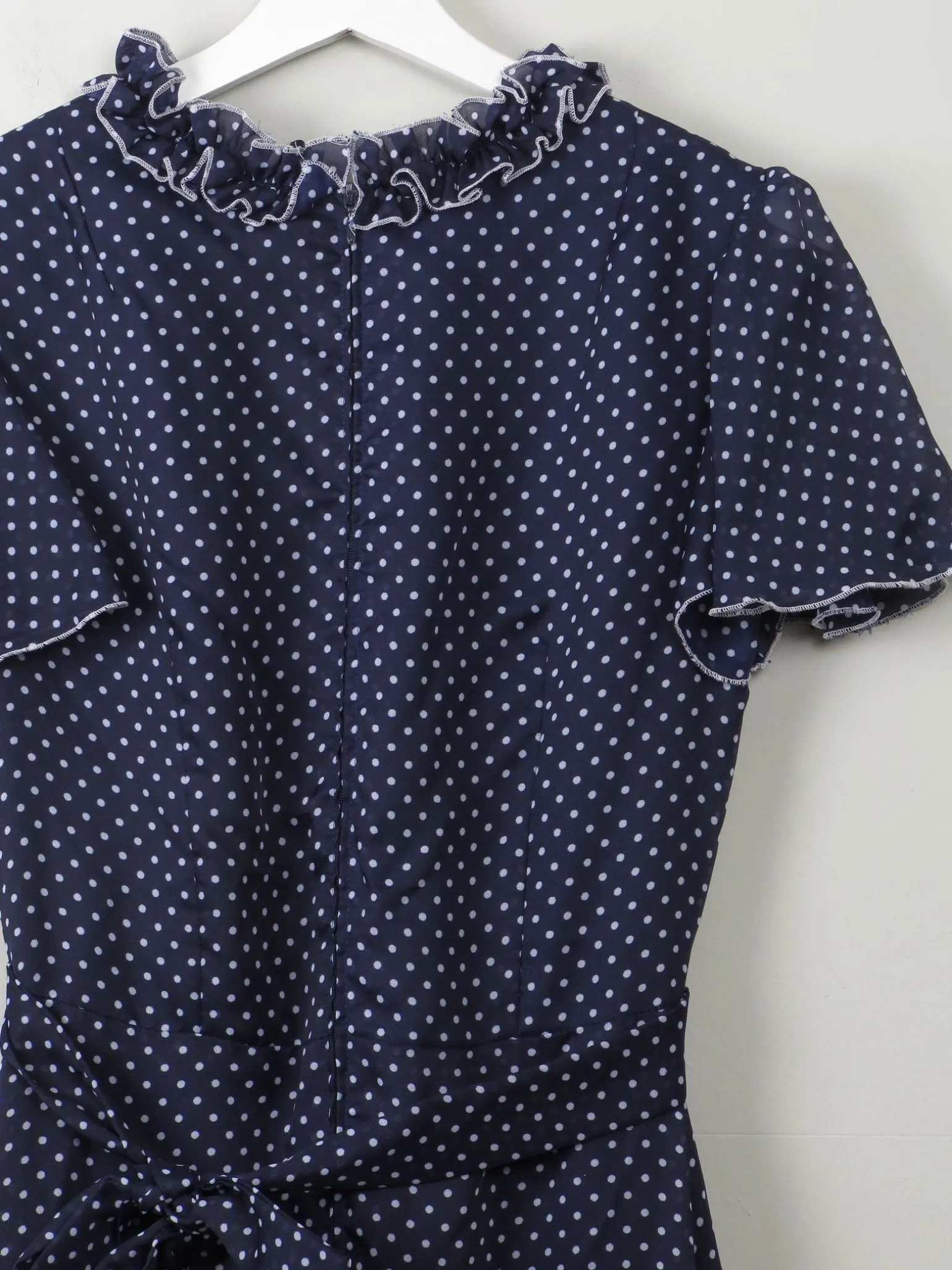 Vintage navy Polka Dot Maxi Dress S