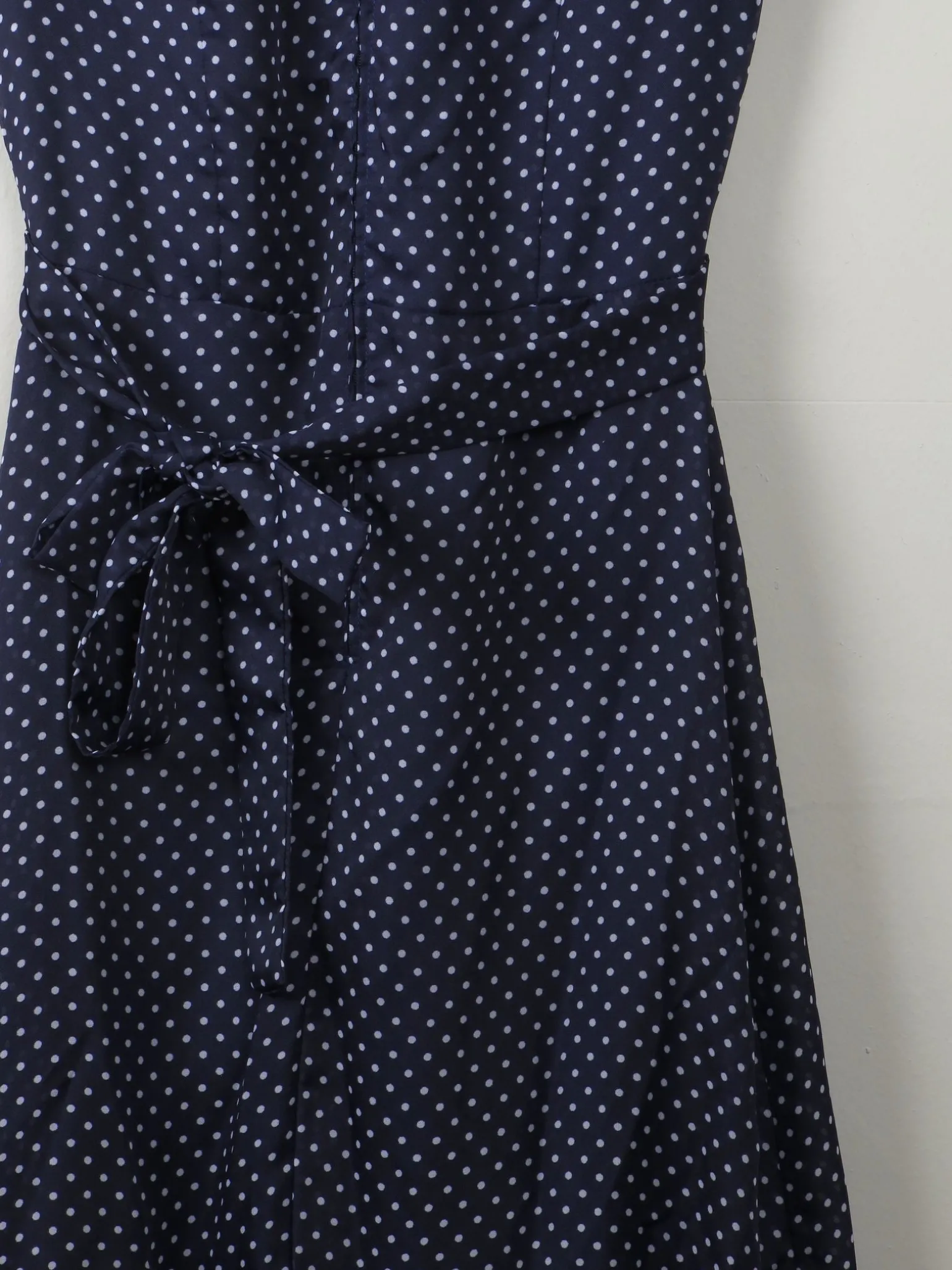 Vintage navy Polka Dot Maxi Dress S