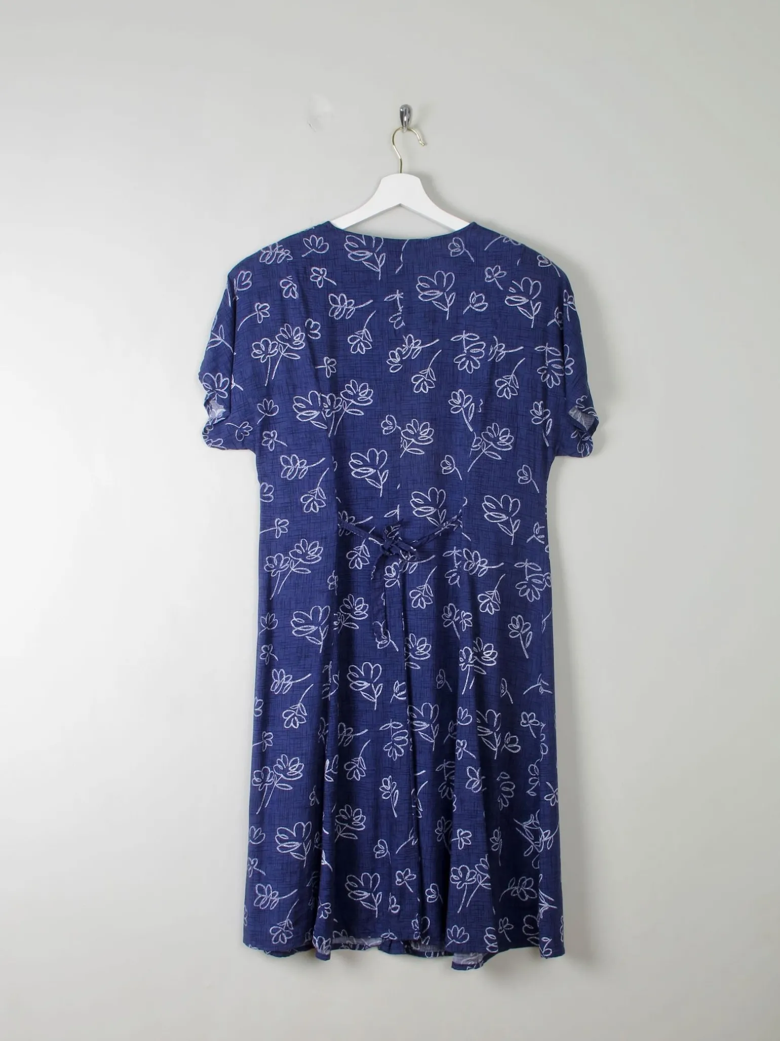 Vintage Navy Printed Dress L/XL