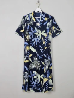 Vintage Navy Printed Safari Style Dress M/L