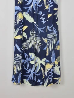 Vintage Navy Printed Safari Style Dress M/L