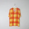 Vintage Orange & Red Check Longline Blouse M/L