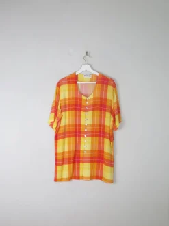 Vintage Orange & Red Check Longline Blouse M/L