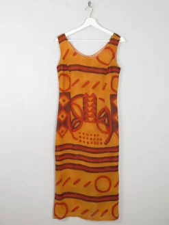 Vintage Orange Printed Dress S