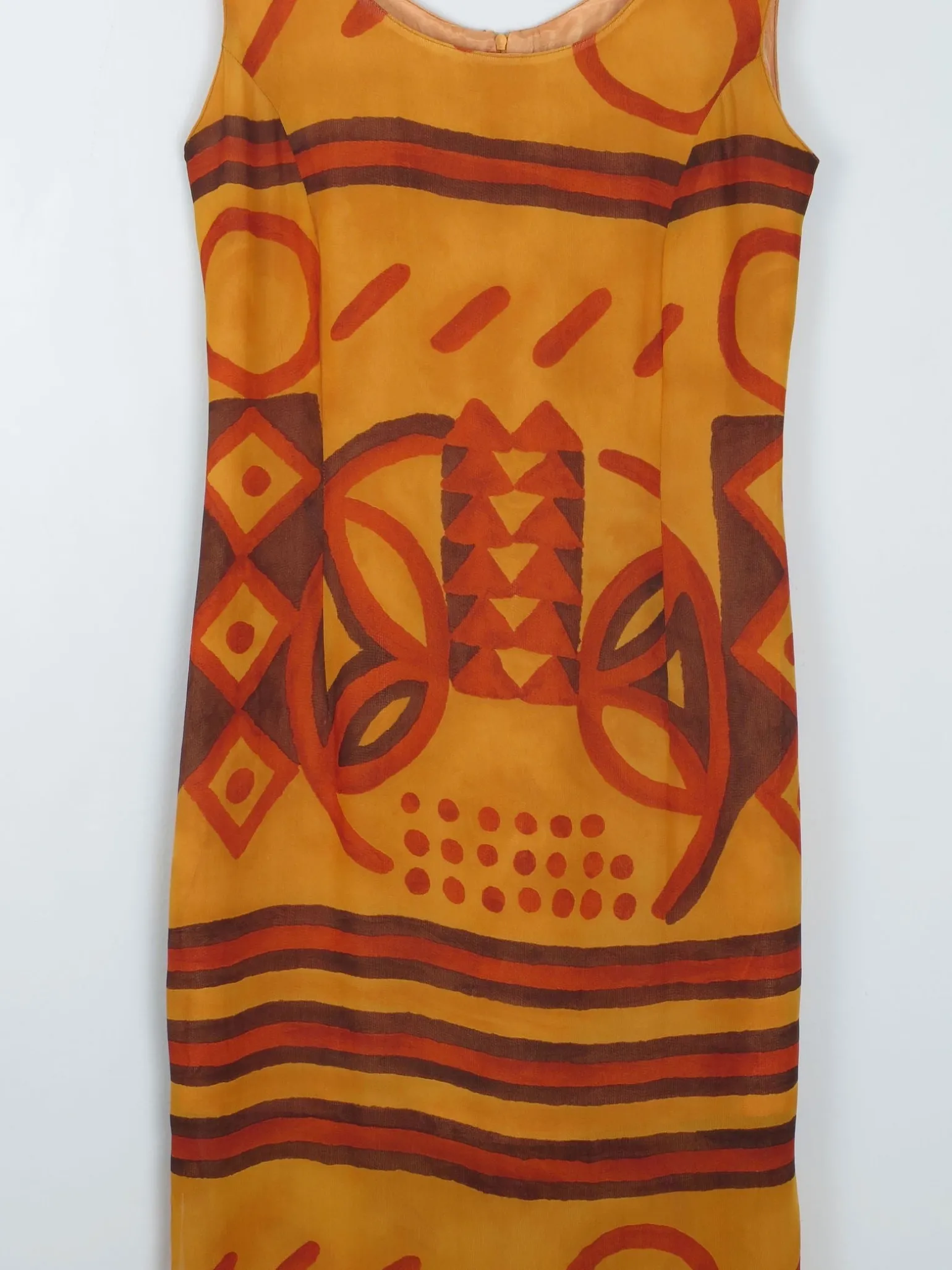 Vintage Orange Printed Dress S