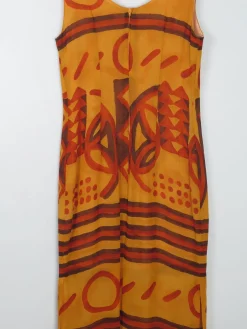 Vintage Orange Printed Dress S