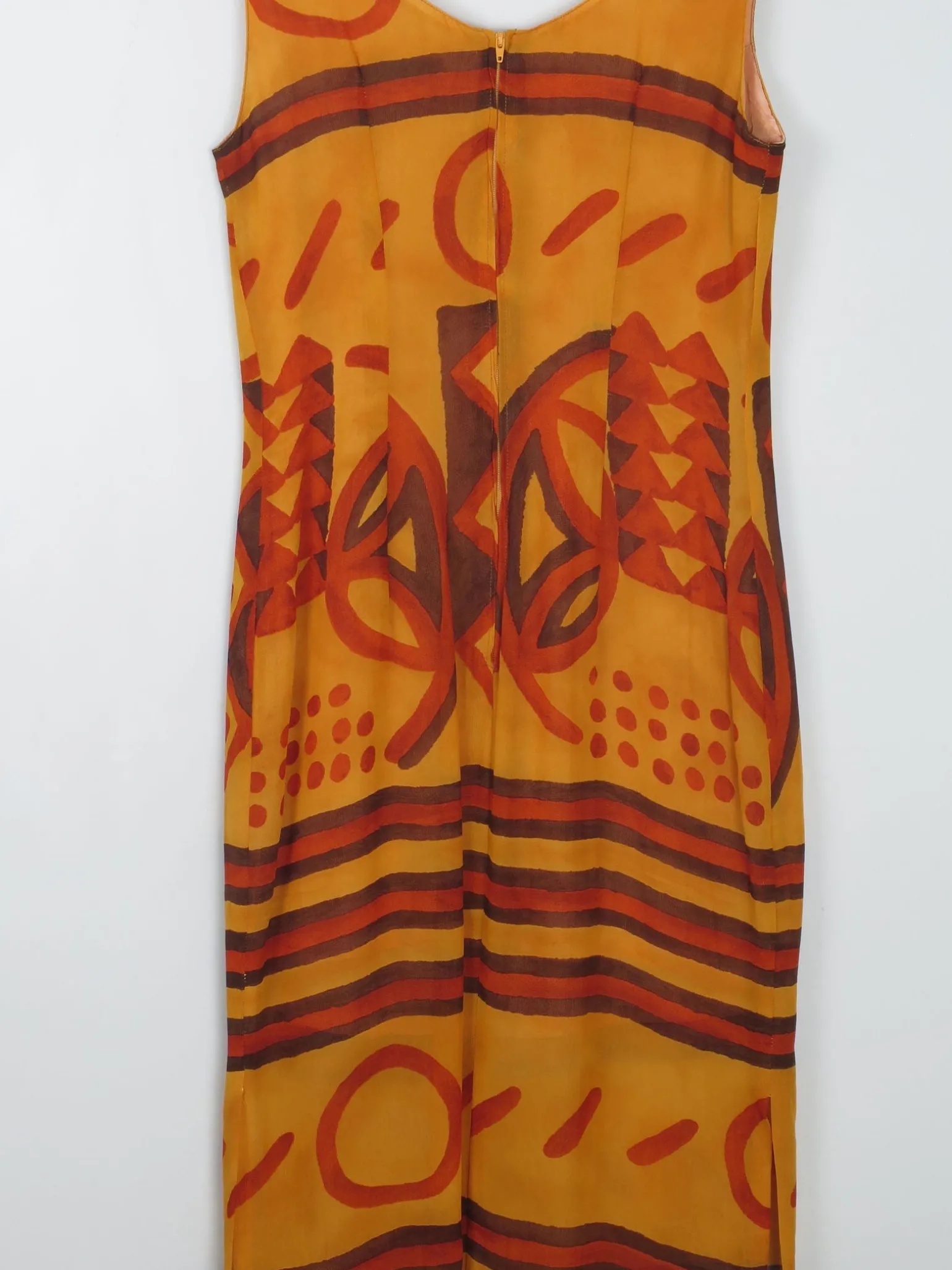 Vintage Orange Printed Dress S