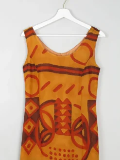 Vintage Orange Printed Dress S
