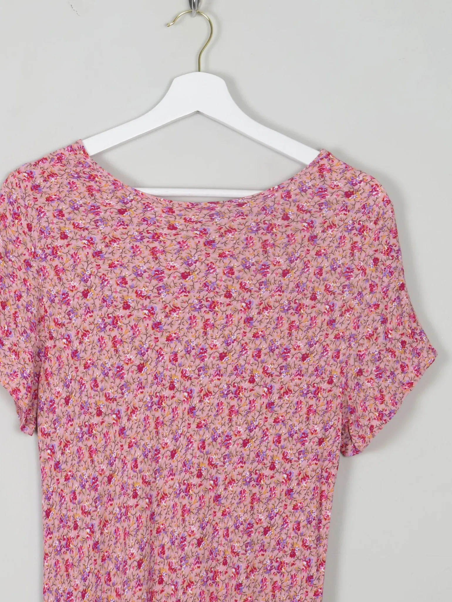 Vintage Pink Floral Maxi Dress M/L