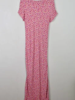 Vintage Pink Floral Maxi Dress M/L
