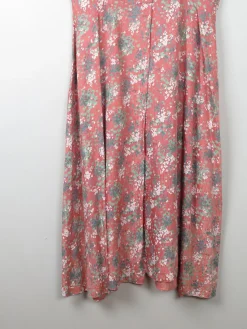 Vintage Pink Floral Silk 1950s Dress M/L