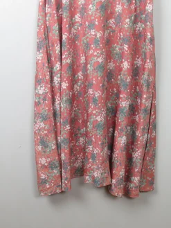 Vintage Pink Floral Silk 1950s Dress M/L