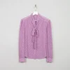 Vintage Pink Printed Tie Neck Blouse M