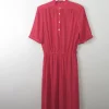 Vintage Pink Striped Dress 70s M