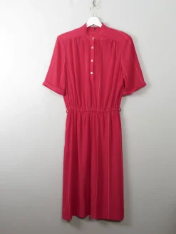 Vintage Pink Striped Dress 70s M