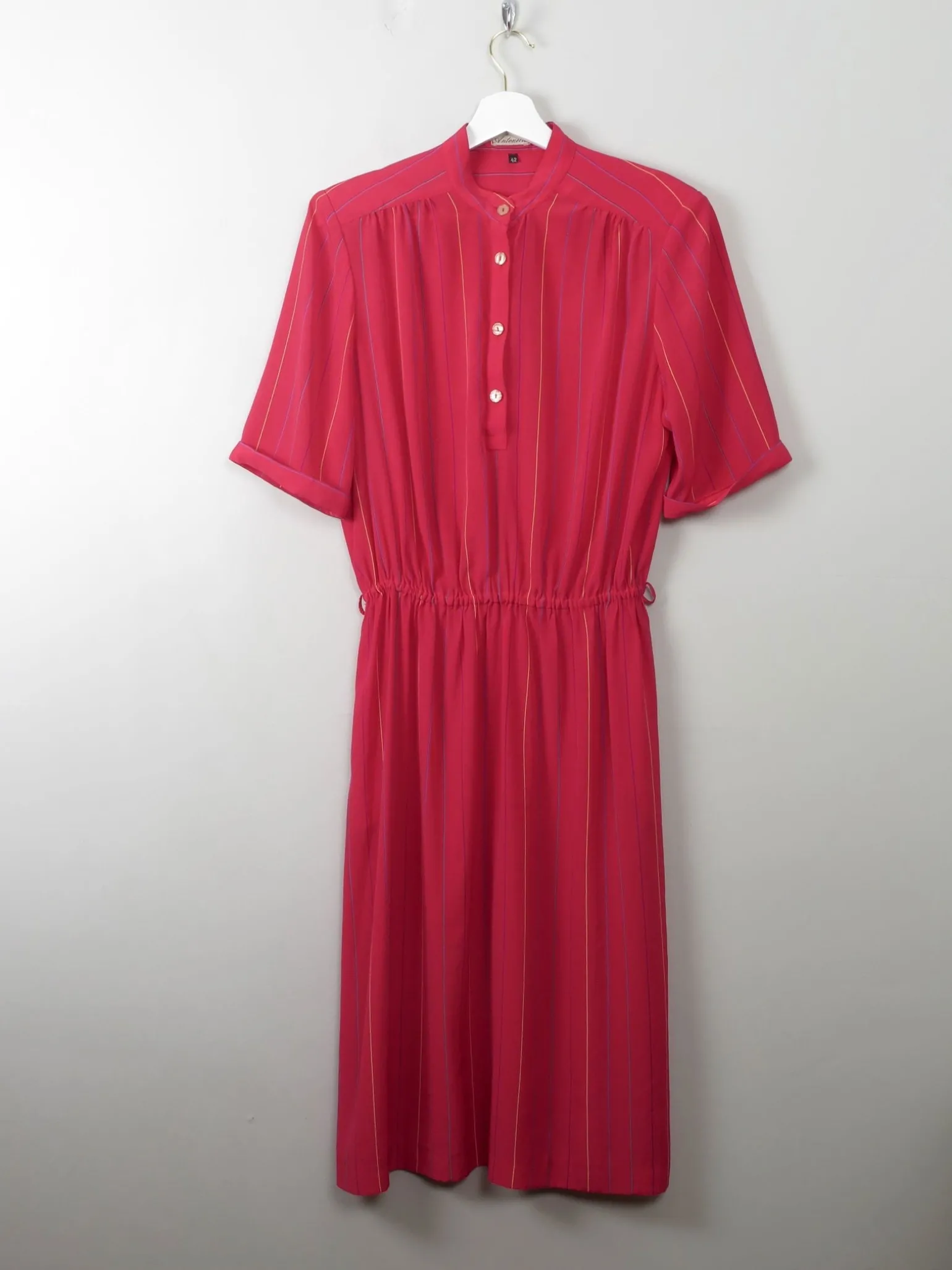 Vintage Pink Striped Dress 70s M