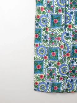 Vintage Printed Blue 1960s Dress XS