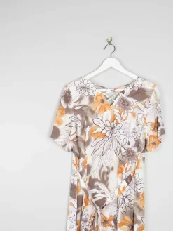 Vintage Printed Button Down Dress S