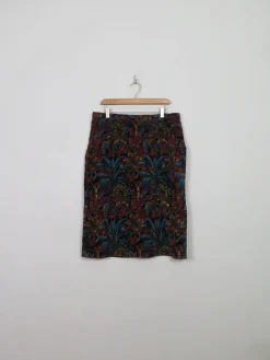 Vintage Printed Corduroy Midi Skirt 34"