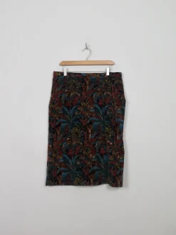 Vintage Printed Corduroy Midi Skirt 34"