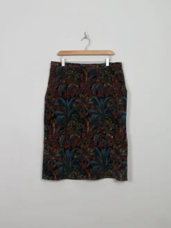Vintage Printed Corduroy Midi Skirt 34