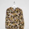 Vintage Printed Gold & Black Blouse M