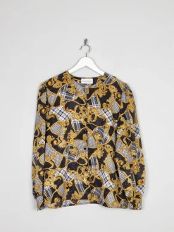 Vintage Printed Gold & Black Blouse M