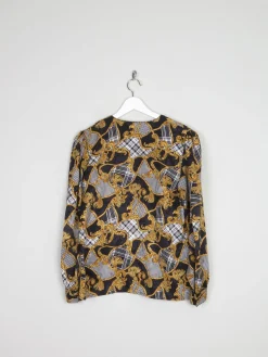 Vintage Printed Gold & Black Blouse M
