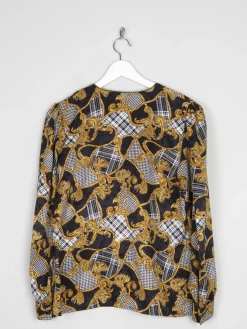 Vintage Printed Gold & Black Blouse M