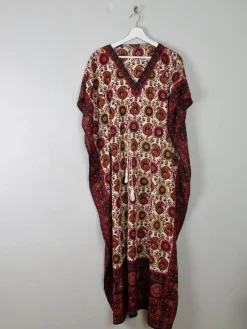 Vintage Printed Kaftan Dress One Size