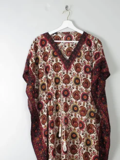Vintage Printed Kaftan Dress One Size