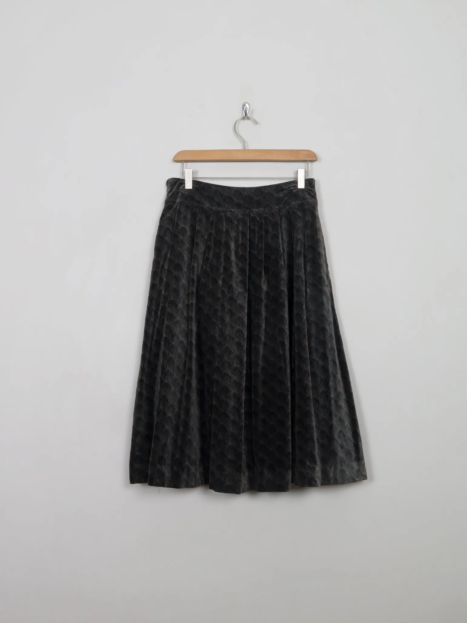 Vintage Printed Velvet Full Skirt 27"W