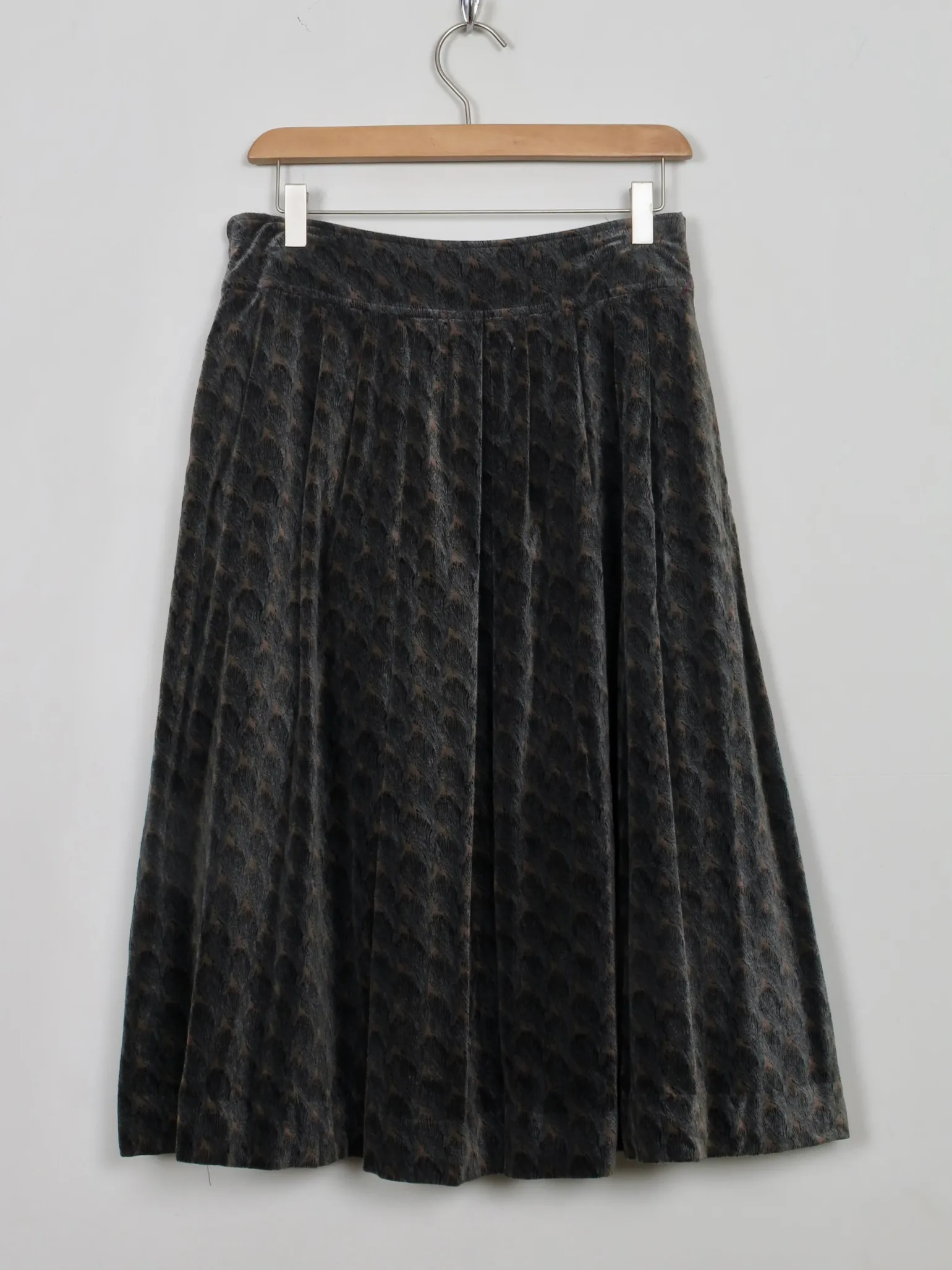 Vintage Printed Velvet Full Skirt 27"W