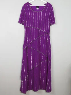 Vintage Purple Beaded Maxi Dress 10/12