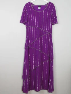 Vintage Purple Beaded Maxi Dress 10/12