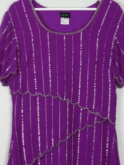 Vintage Purple Beaded Maxi Dress 10/12