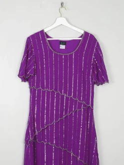 Vintage Purple Beaded Maxi Dress 10/12