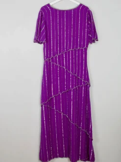 Vintage Purple Beaded Maxi Dress 10/12