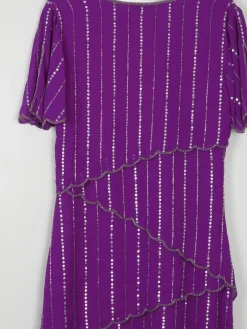 Vintage Purple Beaded Maxi Dress 10/12