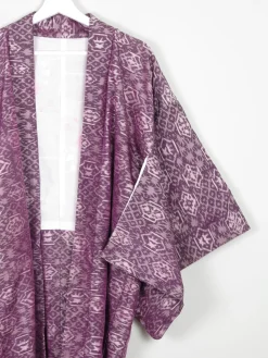 Vintage Purple Silk Printed Kimono M/L