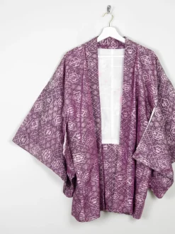 Vintage Purple Silk Printed Kimono M/L