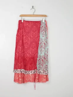 Vintage Red & Blue Printed Skirt M/L