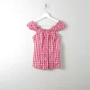 Vintage Red & White Check Top S