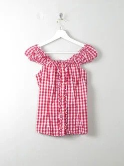 Vintage Red & White Check Top S
