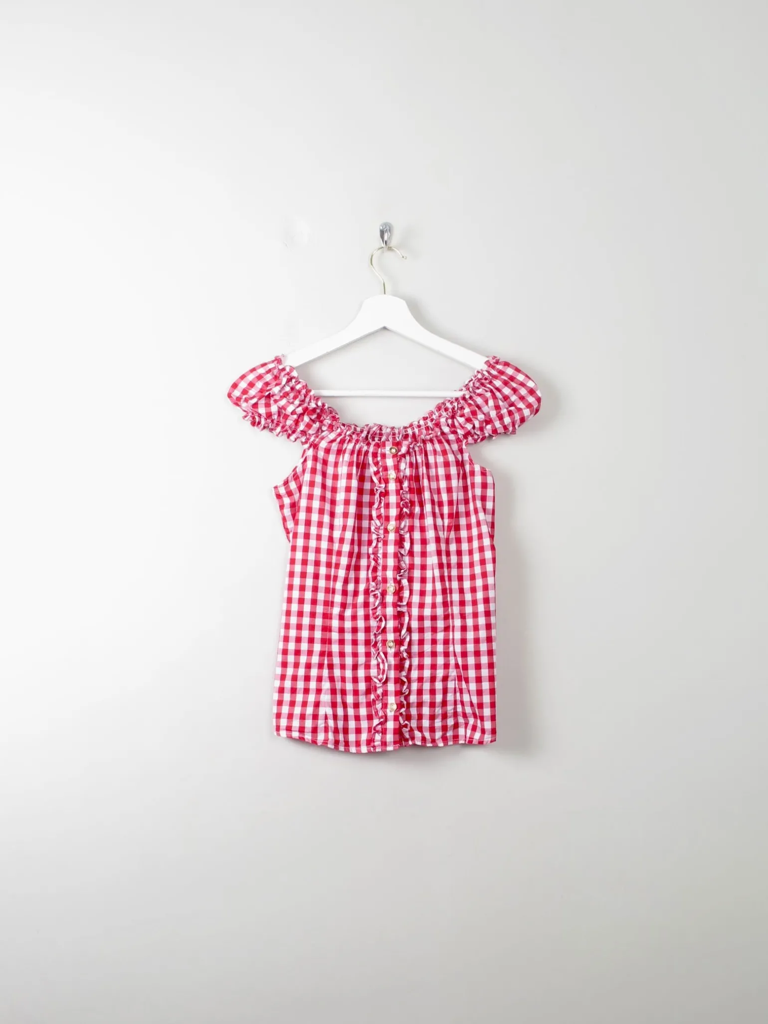 Vintage Red & White Check Top S