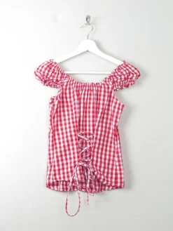Vintage Red & White Check Top S